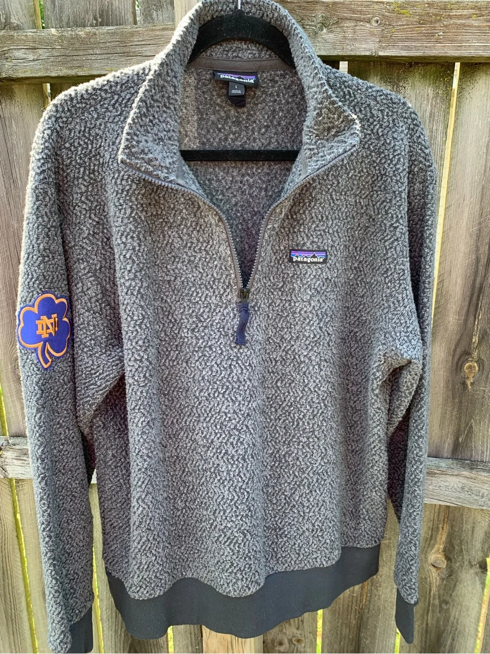 Rare Patagonia Notre Dame Woolyester Worn Wear Shamrock Fleece Pullover